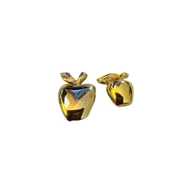 Two Vintage Goldtone Apple Pins, Manpower - Picture 3 of 5